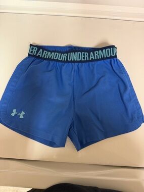 Under Armour Royal Blue Girls Athletic Skort with Teal Logo and Waistband